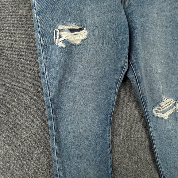 Levis Premium 501s Jeans Blue Denim Distressed Button Fly Women Straight Crop - Picture 6 of 16